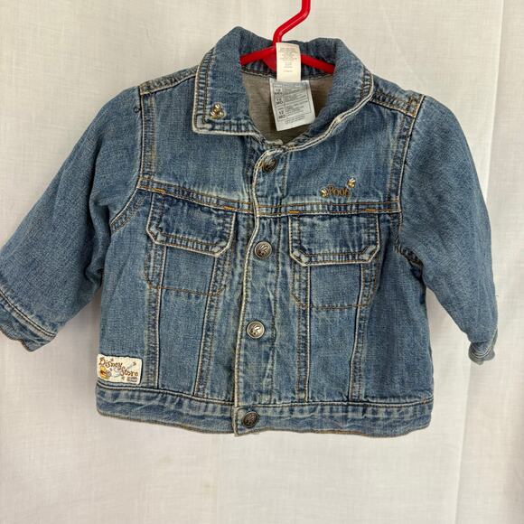 DISNEY STORE Winnie the Pooh Denim Jean Jacket  Jersey Lined Size 12 Months - Picture 1 of 8